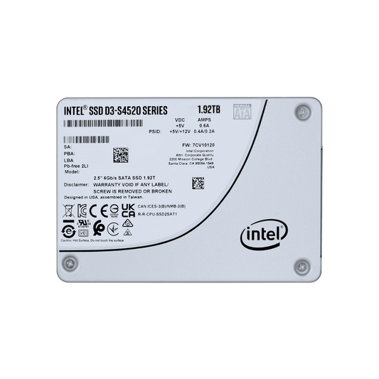 Intel D3-S4520 1.92TB Solid State Drive 2.5" Internal SATA 6Gb/s 3D SSDSC2KG019TZ01