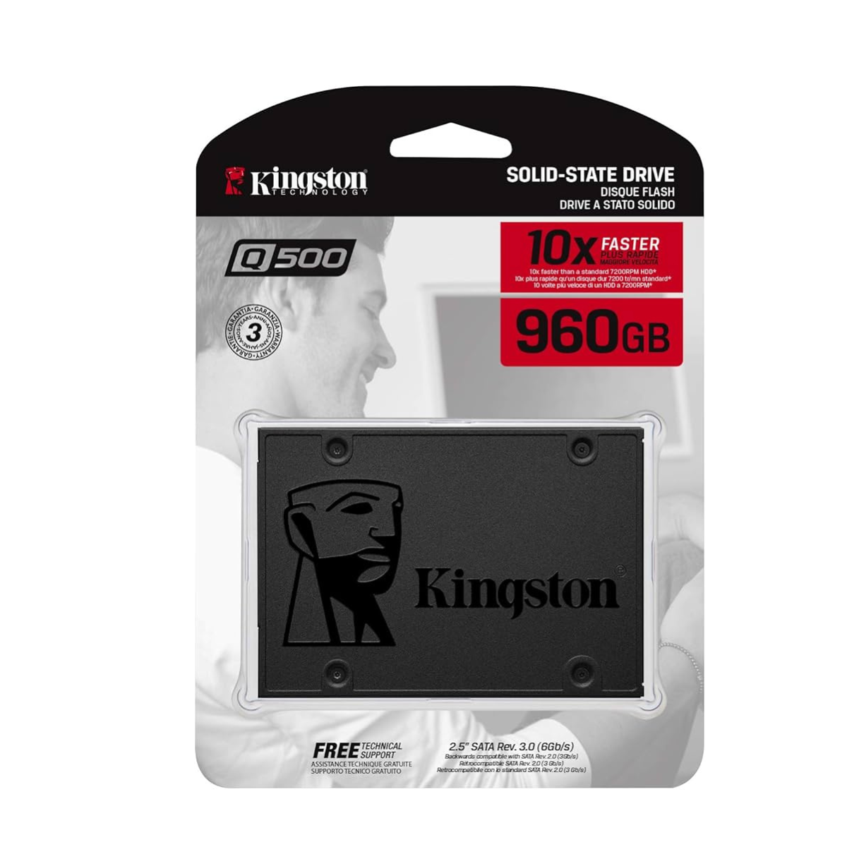 Kingston 960GB Q500 Solid State Drive 2.5" Internal SATA3 TLC 6Gbp/s SQ500S37/960G