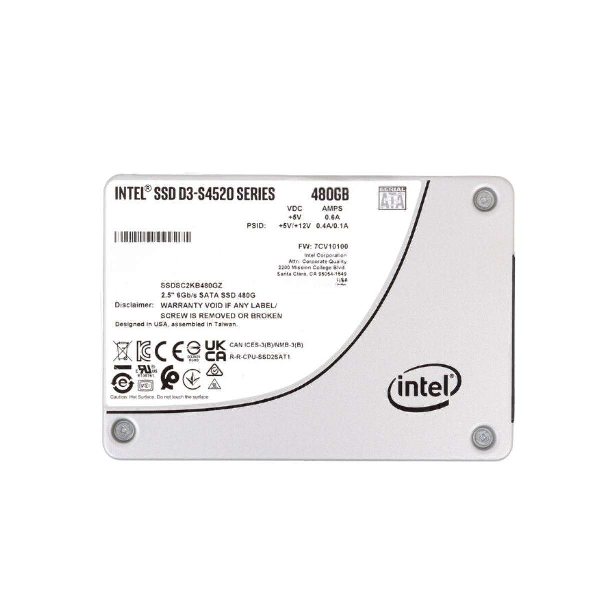 Intel 480GB Solid State Drive 2.5" Internal SATA 6Gb/s D3-S4520