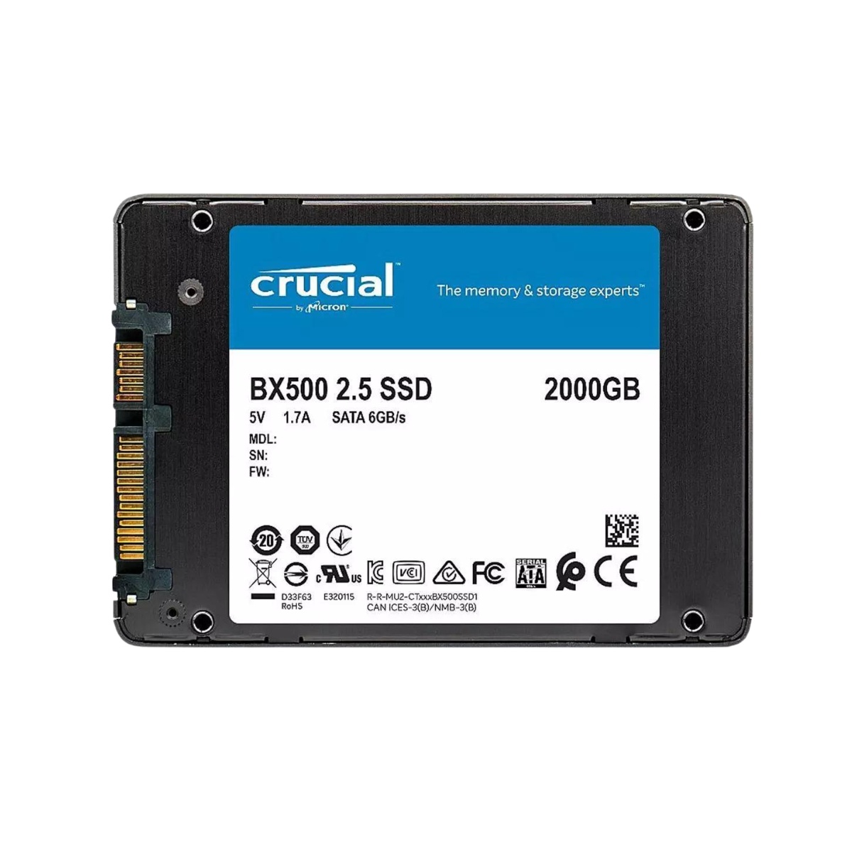 Crucial BX500 2TB Solid State Drive 2.5" Internal SATA (SATA/600) 540 MB/s CT2000BX500SSD1