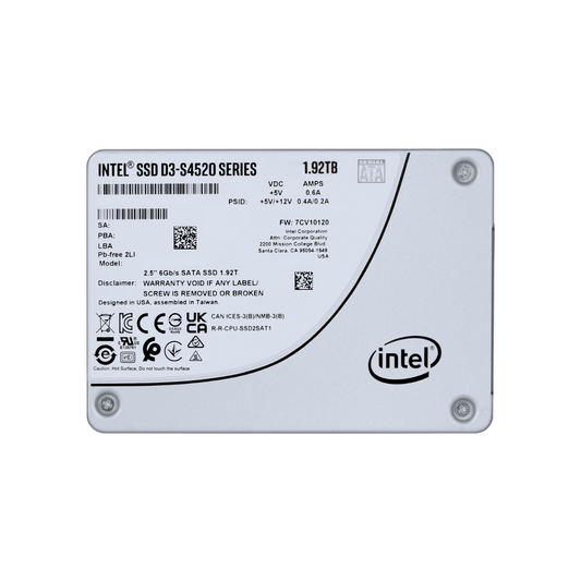 Intel  D3-S4520 1.92TB Solid State Drive 2.5" Internal SATA 6Gb/s 3D SSDSC2KG019TZ01